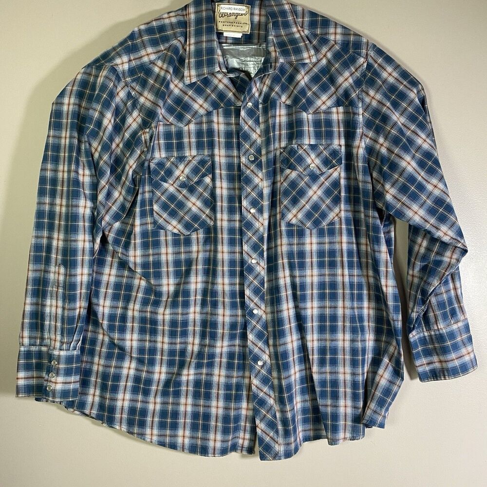 Vintage Wrangler Shirt Mens Size XXL  Pearl Snap Cowboy Western WM195NV